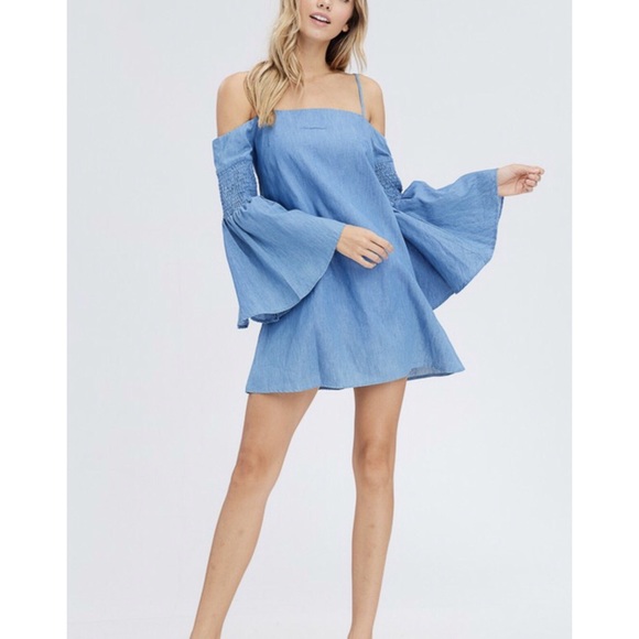 Cold Shoulder Denim Mini Dress - Picture 5 of 5